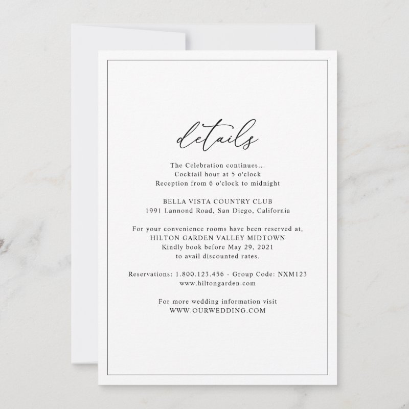 All-In-One Simple Classic Black & White Wedding Invitation Flat Invitation, Size: 5\" x 7\ 3 All-In-One Simple Classic Black & White Wedding Invitation Flat Invitation, Size: 5\\" x 7\\