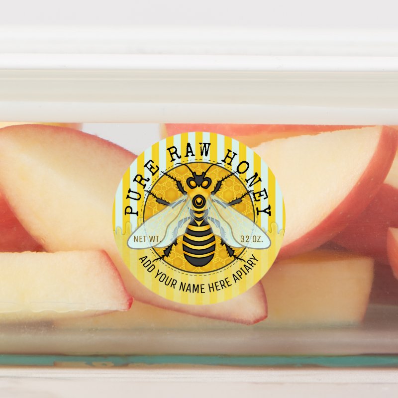 Honey Jar Honeybee Honeycomb Bee Apiary Business Labels Large Circle Adhesive / Waterproof Label