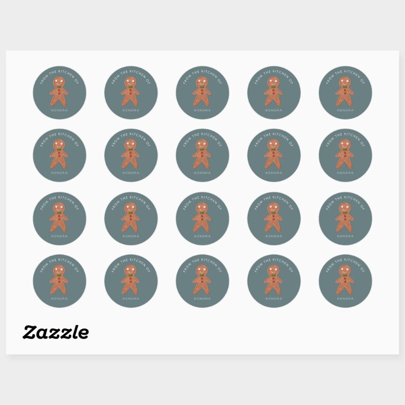 Holiday Baking Gingerbread Man Classic Round Sticker Custom Classic Round Stickers, Format: Sheet of Stickers, Size: Small, 1½ inch (sheet of 20), Paper Type: Glossy White Paper