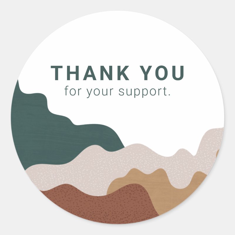 Minimalist Abstract Thank You Classic Round Sticker Custom Classic Round Stickers, Format: Sheet of Stickers, Size: Small, 1½ inch (sheet of 20), Paper Type: Glossy White Paper