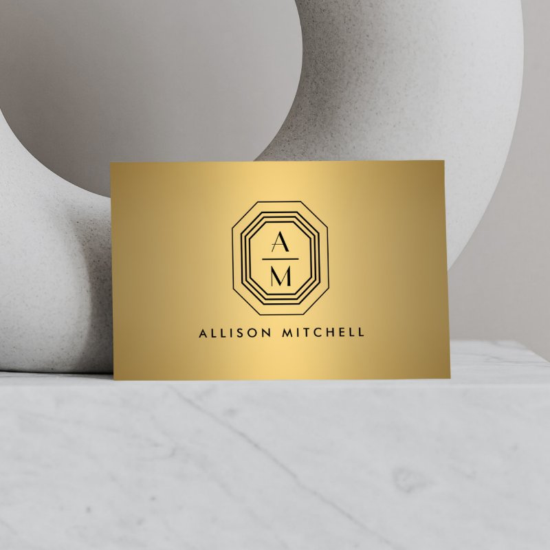 Art Deco Stacked Monogram Logo on Taupe Letterhead Letterhead Paper, Size: 8.5\\" x 11\\