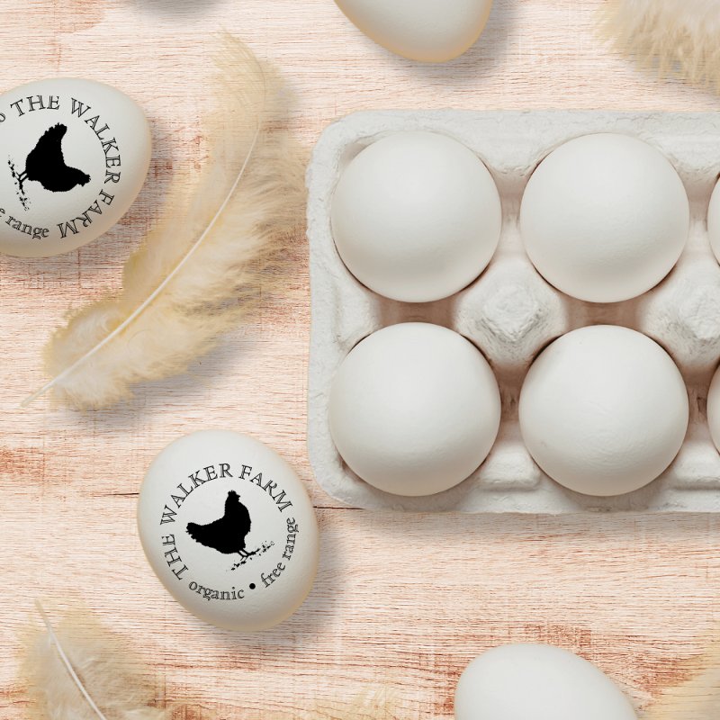 Personalized Vintage Egg Stamp Custom 1\\" x 1\\" Rubber Stamp, Ink Pad Color = None, Orientation = Horizontal, Handle = No Handle