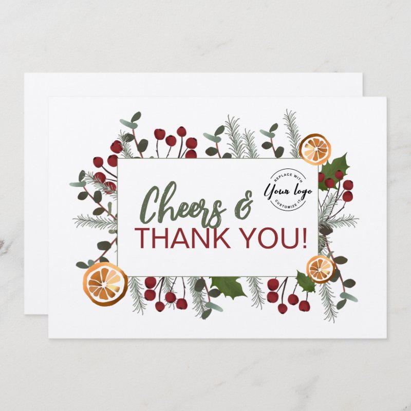Cheers & Thank you Your logo here Corporate Holiday Card Flat Holiday Card, Size: 5\" x 7\ 4 Cheers & Thank you Your logo here Corporate Holiday Card Flat Holiday Card, Size: 5\\" x 7\\