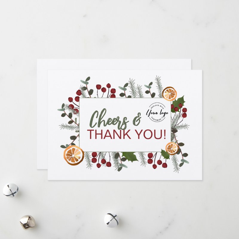 Cheers & Thank you Your logo here Corporate Holiday Card Flat Holiday Card, Size: 5\" x 7\ 5 Cheers & Thank you Your logo here Corporate Holiday Card Flat Holiday Card, Size: 5\\" x 7\\