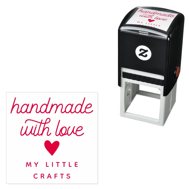 Handmade With Love Small Business Typography Self-inking Stamp Custom 1.5\\" x 1.5\\" Stamp
