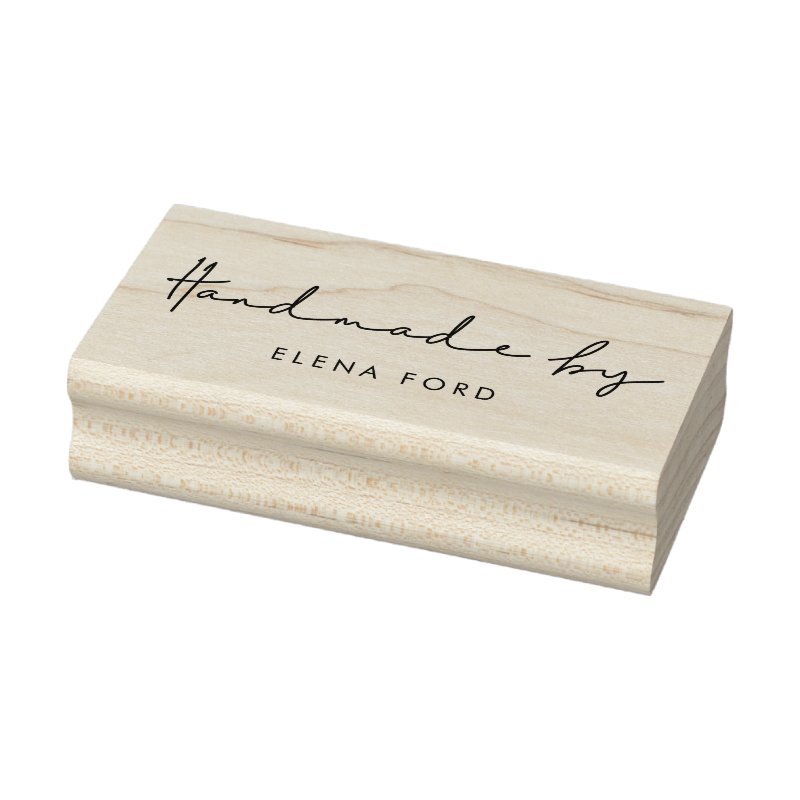 Minimalist modern Handmade by Rubber Stamp Custom 1.5\\" x 3\\" Rubber Stamp, Ink Pad Color = None, Orientation = Horizontal, Handle = No Handle