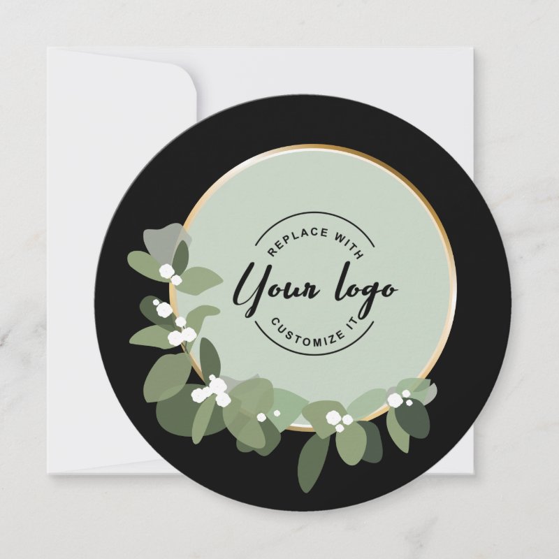 2025 Holiday Corporate Green Wreath Custom Logo Flat Holiday Card, Size: 5.25\\" x 5.25\\
