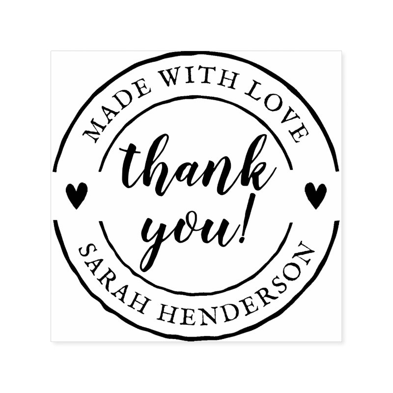 Thank You Made With Love Personalized Product Self-inking Stamp Custom 1.5\\" x 1.5\\" Stamp