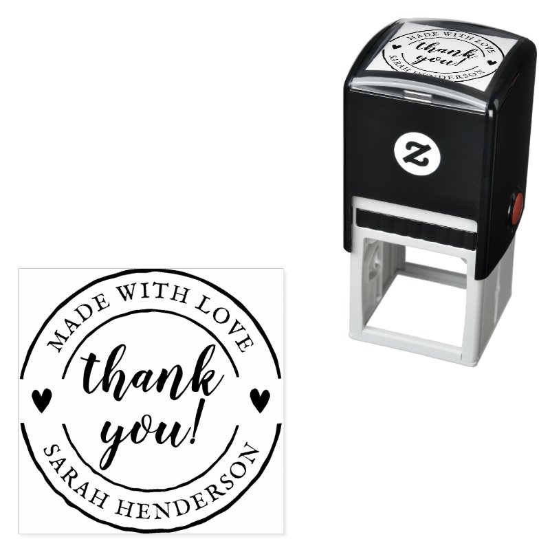 Thank You Made With Love Personalized Product Self-inking Stamp Custom 1.5\" x 1.5\" Stamp 3 Thank You Made With Love Personalized Product Self-inking Stamp Custom 1.5\\" x 1.5\\" Stamp