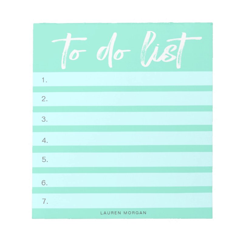 Brush Typography Pastels Turquoise To-Do List Notepad 5.5\\" x 6\\" Notepad - 40 pages