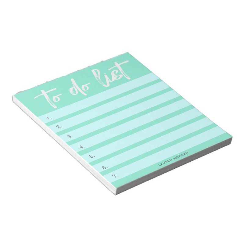 Brush Typography Pastels Turquoise To-Do List Notepad 5.5\\" x 6\\" Notepad - 40 pages