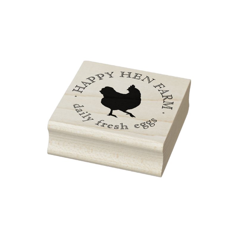 Personalized Vintage Family Business Farm Egg Rubber Stamp Custom 2\\" x 2\\" Rubber Stamp, Ink Pad Color = None, Orientation = Horizontal, Handle = No Handle