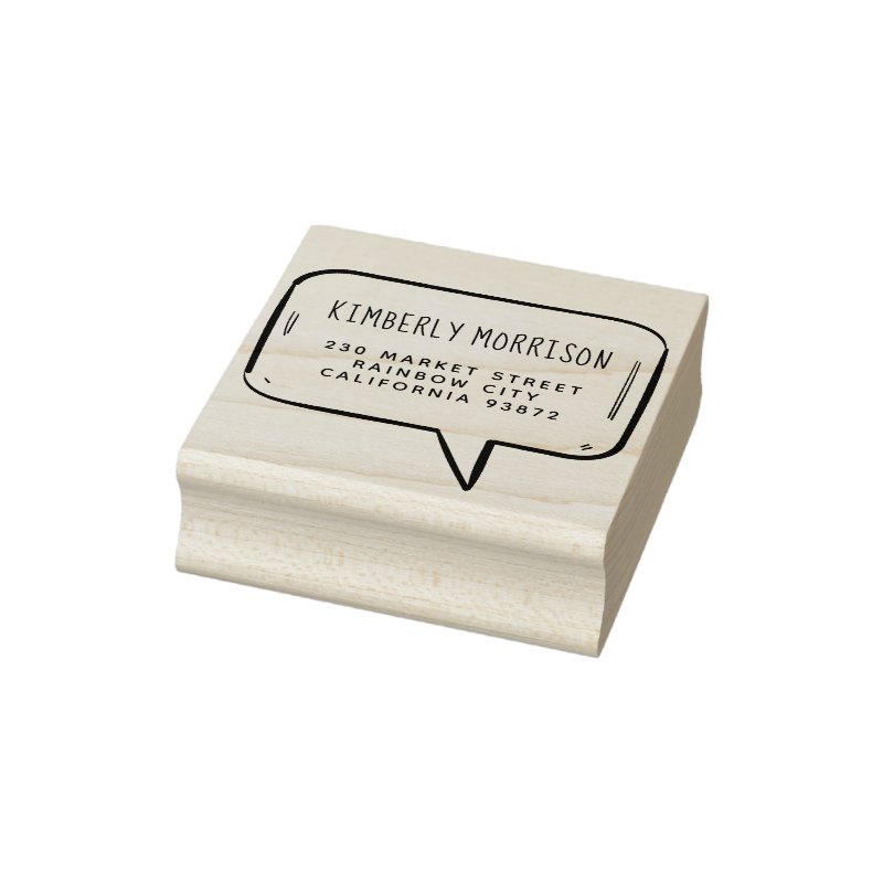 Speech Bubble Name & Address Rubber Stamp Custom 2\\" x 2\\" Rubber Stamp, Ink Pad Color = None, Orientation = Horizontal, Handle = No Handle