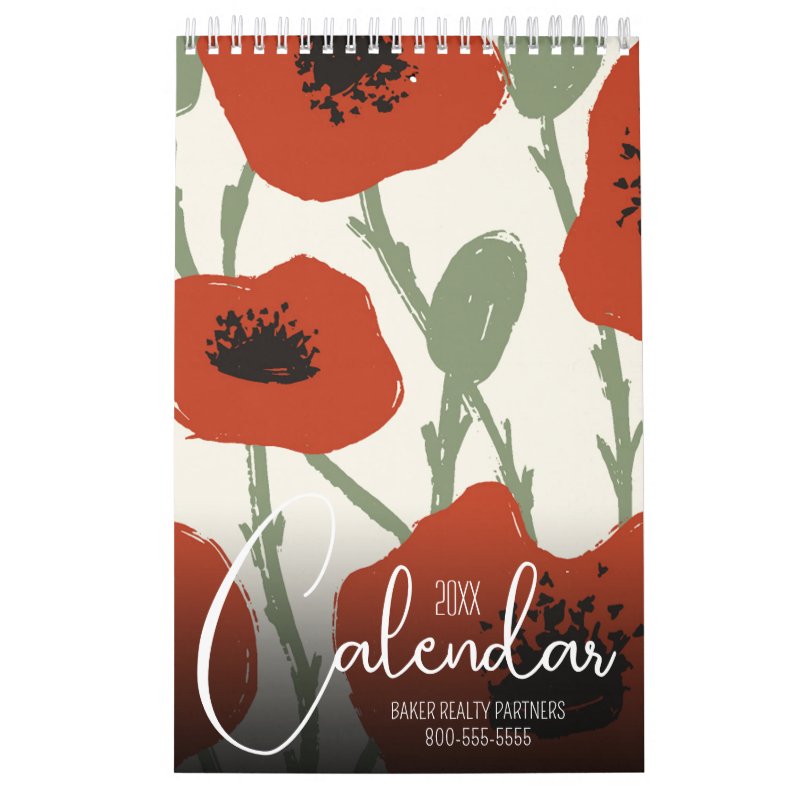 2026 Floral Small Calendar Single Page SmallCalendar, White