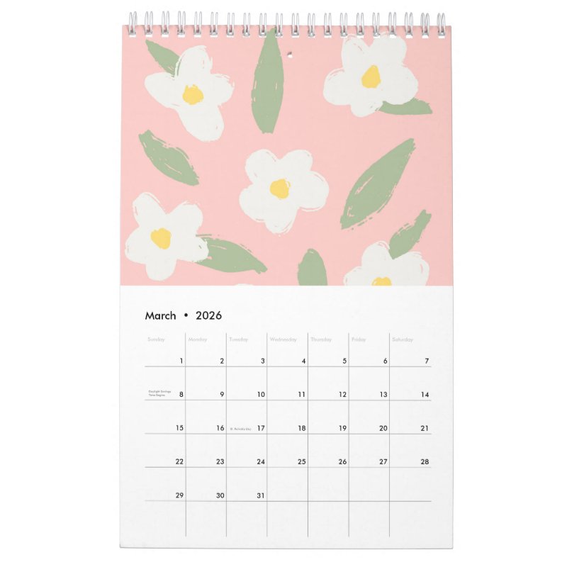 2026 Floral Small Calendar Single Page SmallCalendar, White 4 2026 Floral Small Calendar Single Page SmallCalendar, White