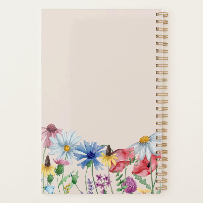 Wildflowers and Positive Affirmation Personalized Planner Small (5.5\\" x 8.5\\"), Soft Cover, Gold Spiral Planner