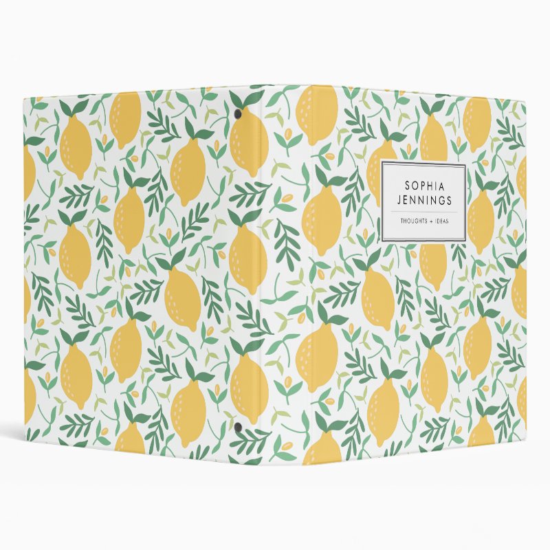 Colorful Rustic Lemon Citrus Yellow Chic Summer 3 Ring Binder Avery Signature Binder, 1\\" Paper Capacity
