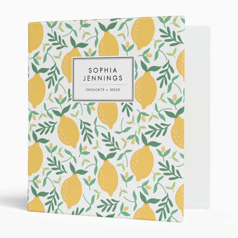 Colorful Rustic Lemon Citrus Yellow Chic Summer 3 Ring Binder Avery Signature Binder, 1\\" Paper Capacity