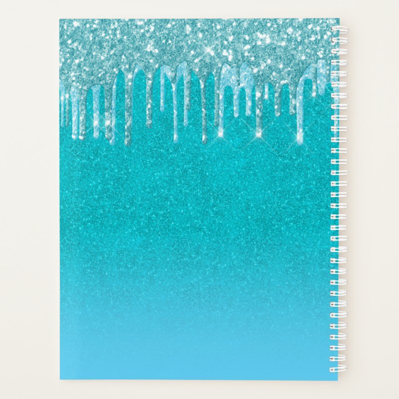 Teal blue glitter aqua green name planner Standard (8.5\" x 11\"), Soft Cover, White Spiral Planner 4 Teal blue glitter aqua green name planner Standard (8.5\\" x 11\\"), Soft Cover, White Spiral Planner