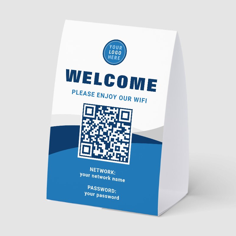 Any Color Branded Logo Template Wifi QR Code Paper Table Tent Table Tent Sign, Size: 4\\" X 6\\