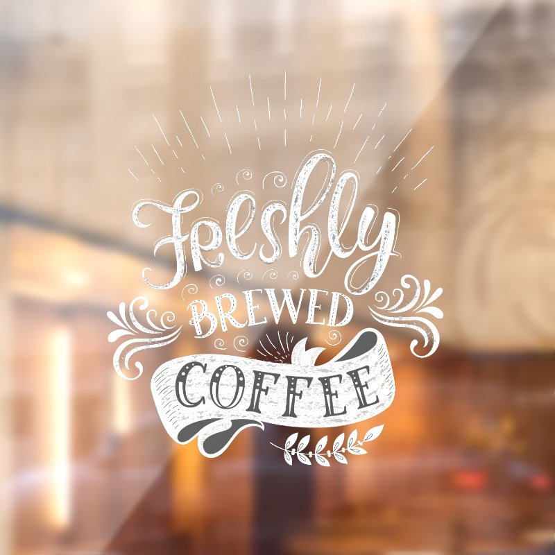 Freshly Brewed Coffee Window Cling Window Cling, Size: 18.00\\" x 24.00\\