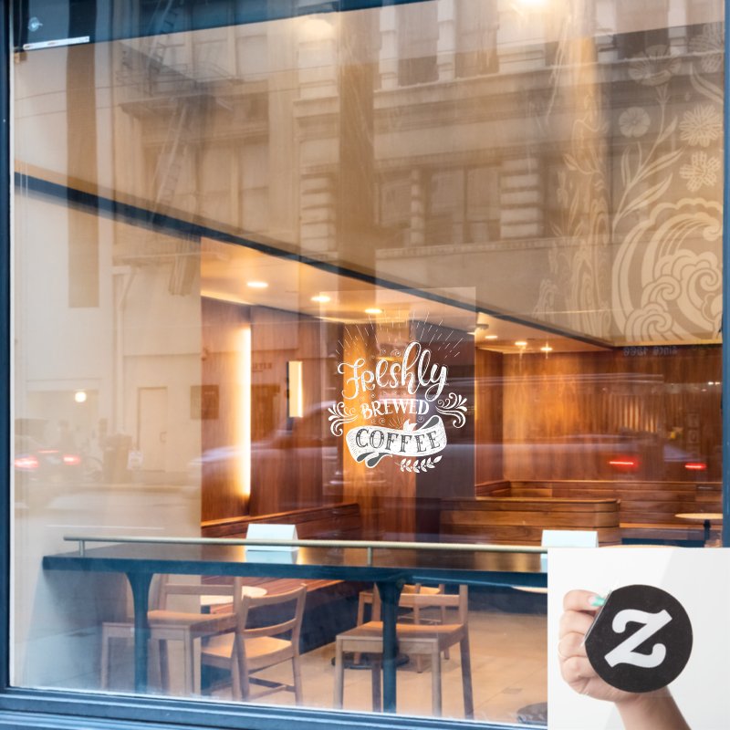 Freshly Brewed Coffee Window Cling Window Cling, Size: 18.00\" x 24.00\ 5 Freshly Brewed Coffee Window Cling Window Cling, Size: 18.00\\" x 24.00\\