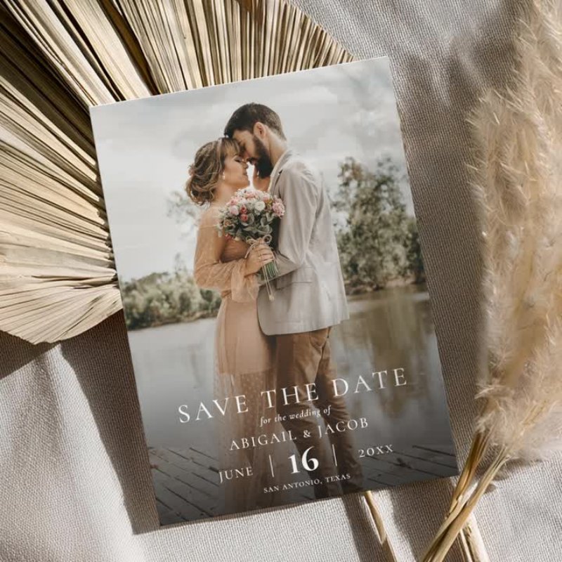 Simple Elegant Modern Photo Wedding Save the Date 5\\" x 7\\" Flat Save The Date Card