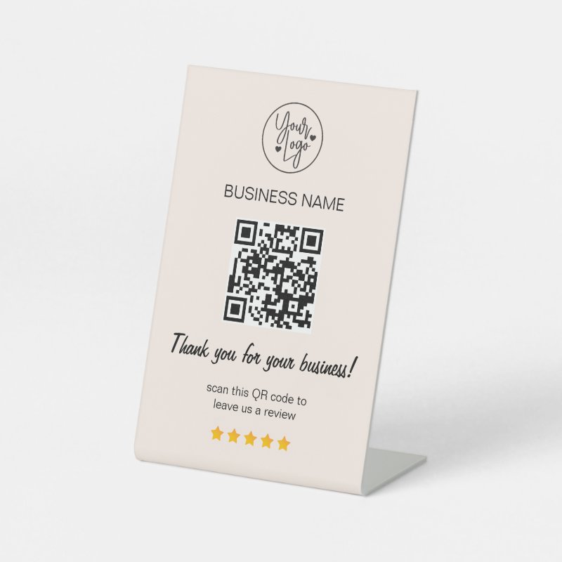 5 Star Review QR Code Business Reviews Pink Pedestal Sign Pedestal Sign, 4\\" X 6\\"