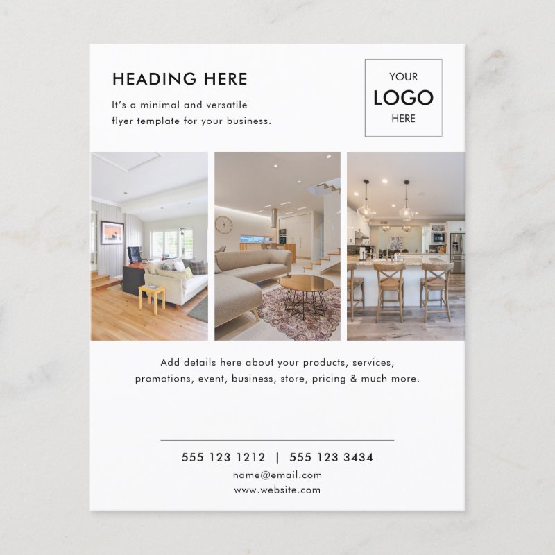Logo Minimal Photo Business Marketing Flyer 4.5\\" x 5.6\\" Flyer Paper