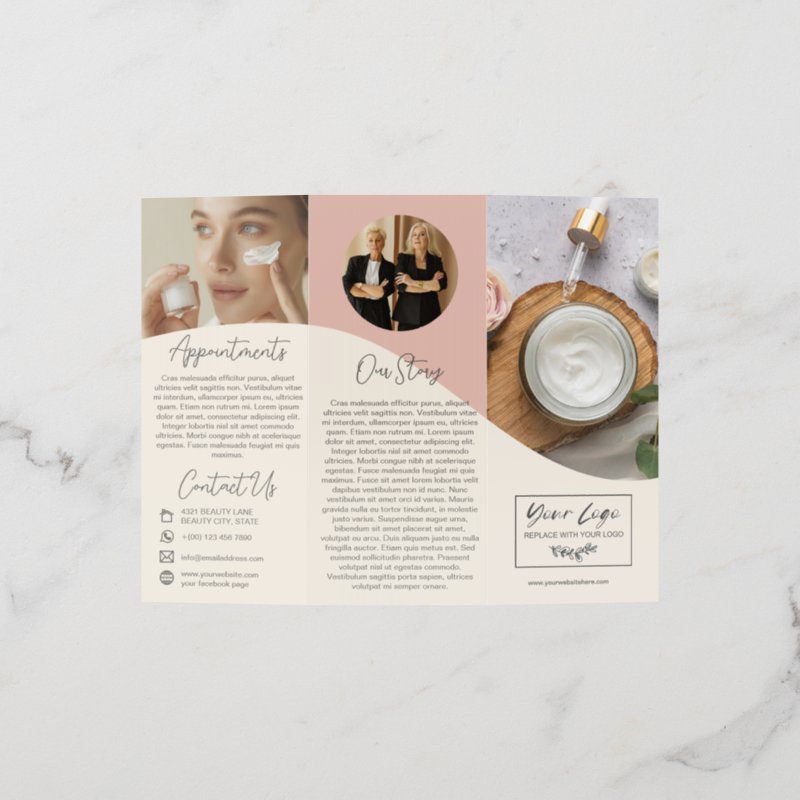 Blush Almond Gray Wave Beauty Product Information Brochure Brochure, Style: Tri-Fold, Size: 8.5\\" x 11\\