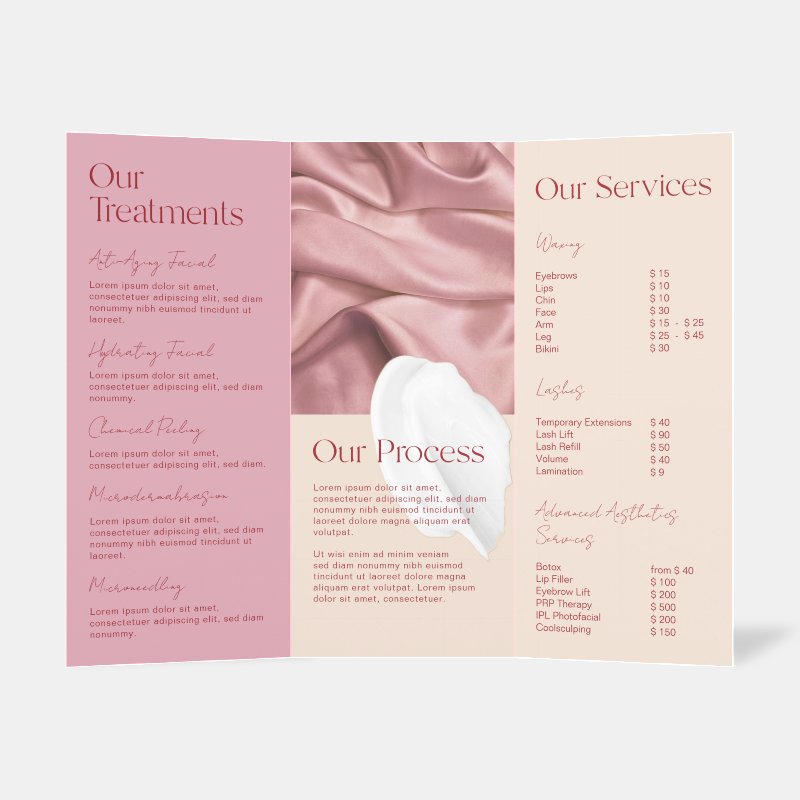 Blush Pink Salon Beauty Trifold Brochure Brochure, Style: Tri-Fold, Size: 8.5\" x 11\ 12 Blush Pink Salon Beauty Trifold Brochure Brochure, Style: Tri-Fold, Size: 8.5\\" x 11\\