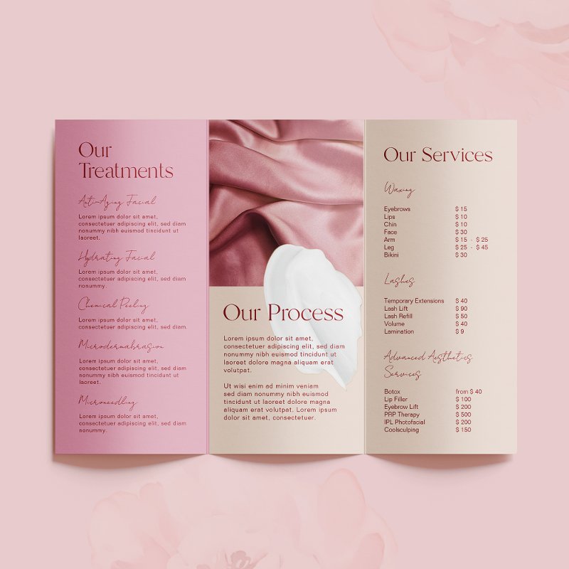 Blush Pink Salon Beauty Trifold Brochure Brochure, Style: Tri-Fold, Size: 8.5\\" x 11\\