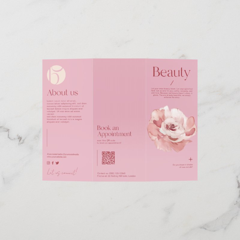 Blush Pink Salon Beauty Trifold Brochure Brochure, Style: Tri-Fold, Size: 8.5\" x 11\ 3 Blush Pink Salon Beauty Trifold Brochure Brochure, Style: Tri-Fold, Size: 8.5\\" x 11\\