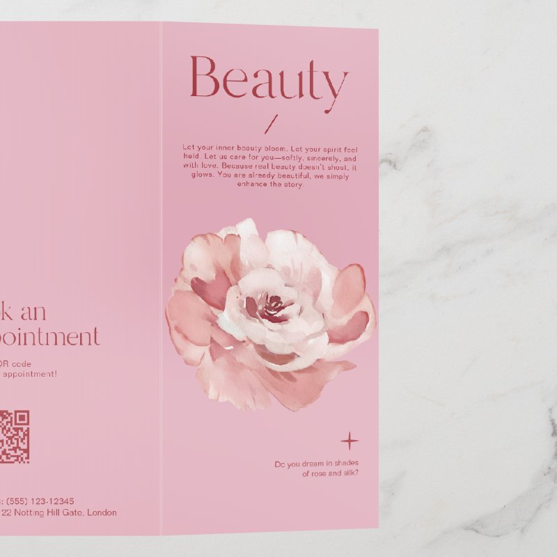 Blush Pink Salon Beauty Trifold Brochure Brochure, Style: Tri-Fold, Size: 8.5\" x 11\ 4 Blush Pink Salon Beauty Trifold Brochure Brochure, Style: Tri-Fold, Size: 8.5\\" x 11\\