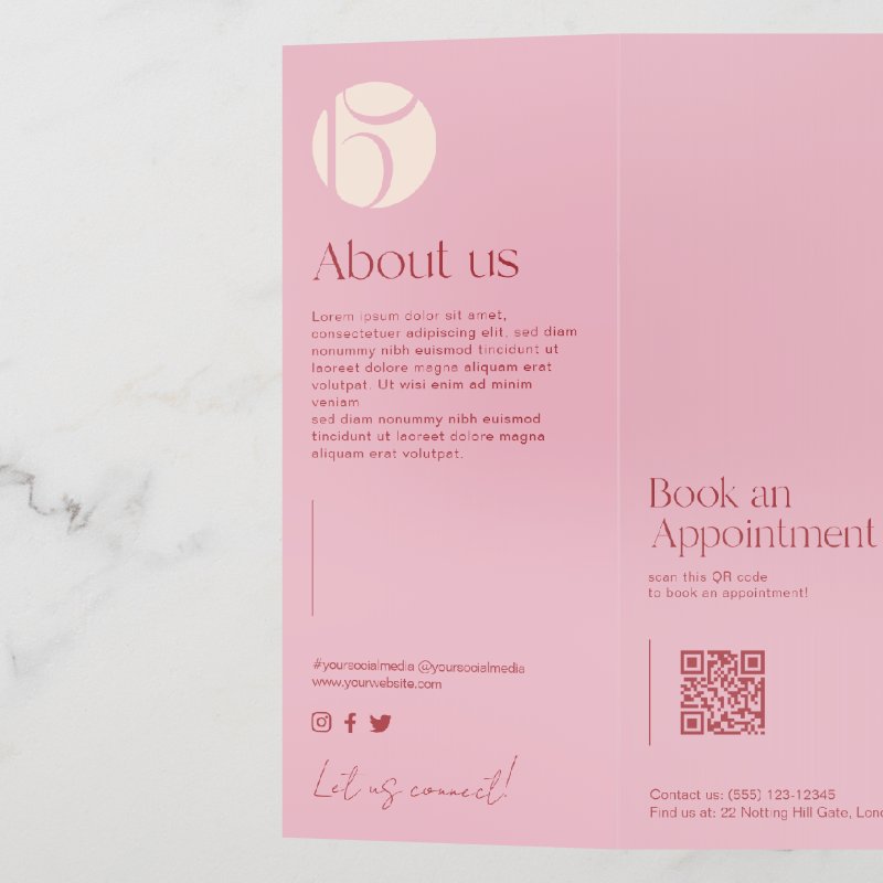 Blush Pink Salon Beauty Trifold Brochure Brochure, Style: Tri-Fold, Size: 8.5\" x 11\ 6 Blush Pink Salon Beauty Trifold Brochure Brochure, Style: Tri-Fold, Size: 8.5\\" x 11\\