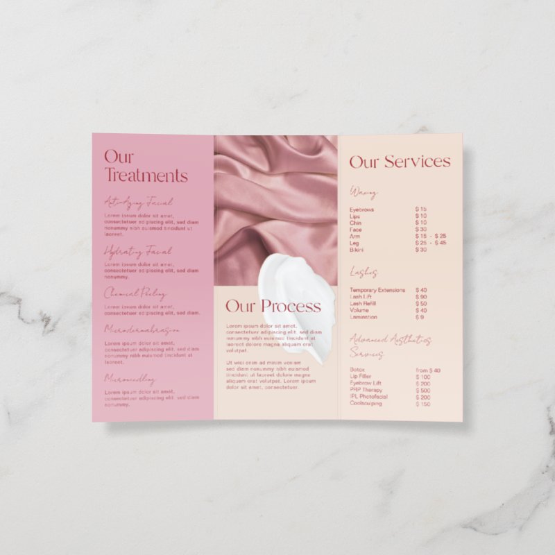 Blush Pink Salon Beauty Trifold Brochure Brochure, Style: Tri-Fold, Size: 8.5\" x 11\ 7 Blush Pink Salon Beauty Trifold Brochure Brochure, Style: Tri-Fold, Size: 8.5\\" x 11\\