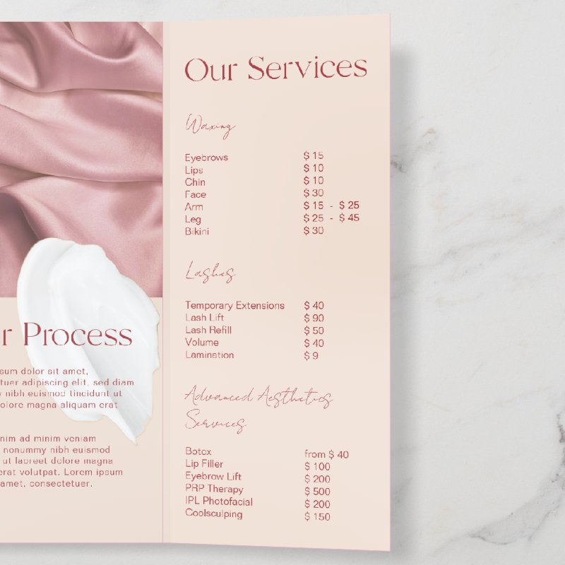 Blush Pink Salon Beauty Trifold Brochure Brochure, Style: Tri-Fold, Size: 8.5\" x 11\ 8 Blush Pink Salon Beauty Trifold Brochure Brochure, Style: Tri-Fold, Size: 8.5\\" x 11\\
