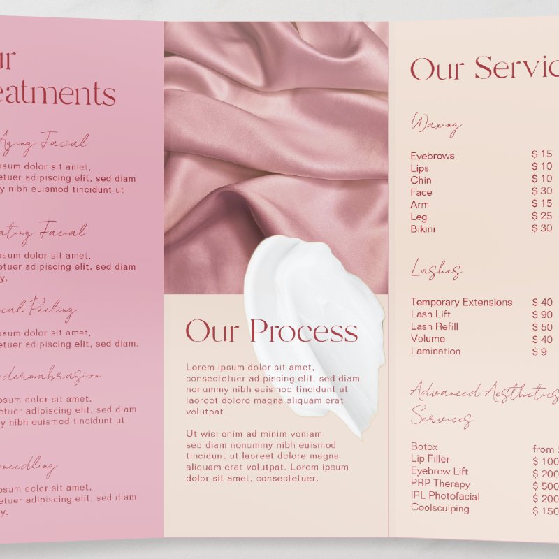 Blush Pink Salon Beauty Trifold Brochure Brochure, Style: Tri-Fold, Size: 8.5\" x 11\ 9 Blush Pink Salon Beauty Trifold Brochure Brochure, Style: Tri-Fold, Size: 8.5\\" x 11\\