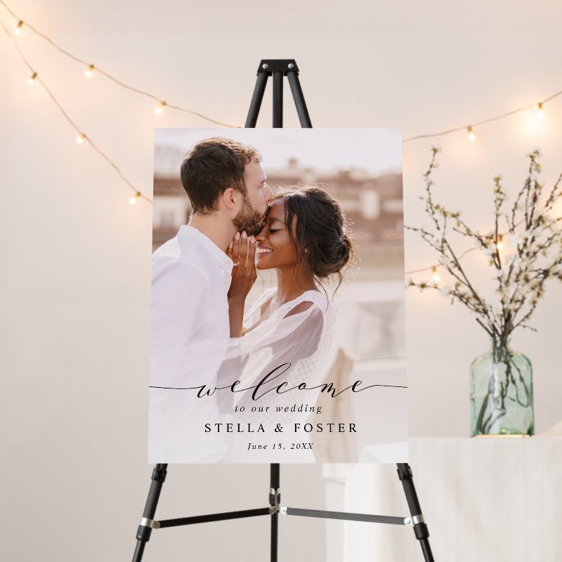 Elegant Calligraphy Photo Wedding Welcome Foam Board Foam Core Board, Size: 18.00\" x 24.00\ 6 Elegant Calligraphy Photo Wedding Welcome Foam Board Foam Core Board, Size: 18.00\\" x 24.00\\