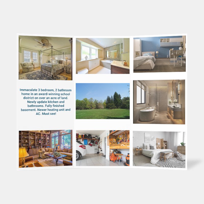 Custom House For Sale with Photos Brochure Brochure, Style: Tri-Fold, Size: 8.5\\" x 11\\