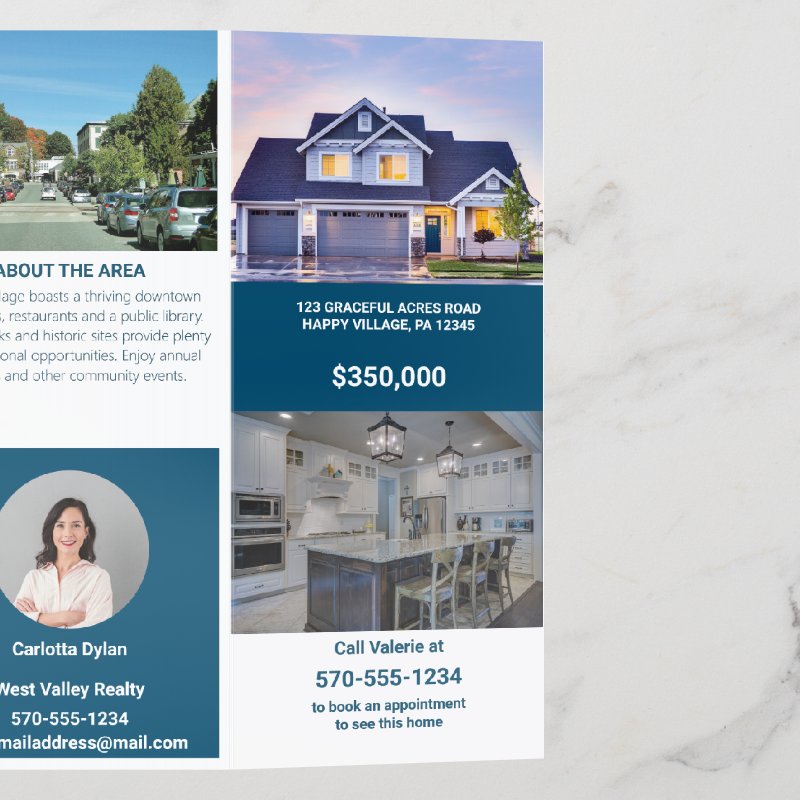 Custom House For Sale with Photos Brochure Brochure, Style: Tri-Fold, Size: 8.5\\" x 11\\
