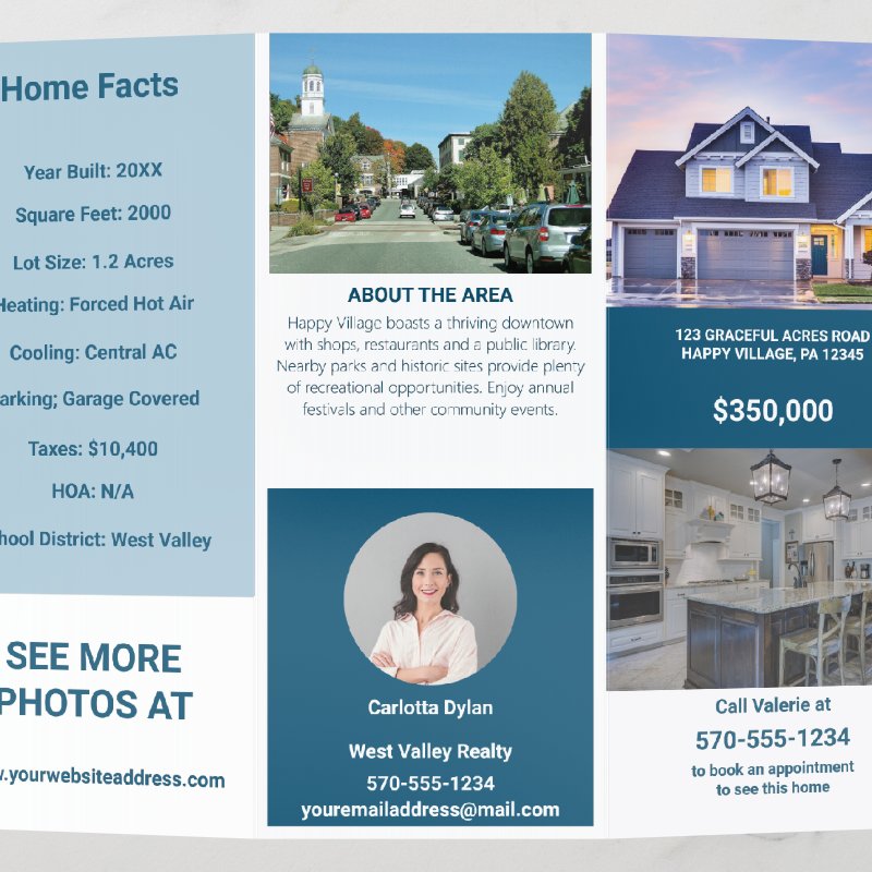 Custom House For Sale with Photos Brochure Brochure, Style: Tri-Fold, Size: 8.5\\" x 11\\