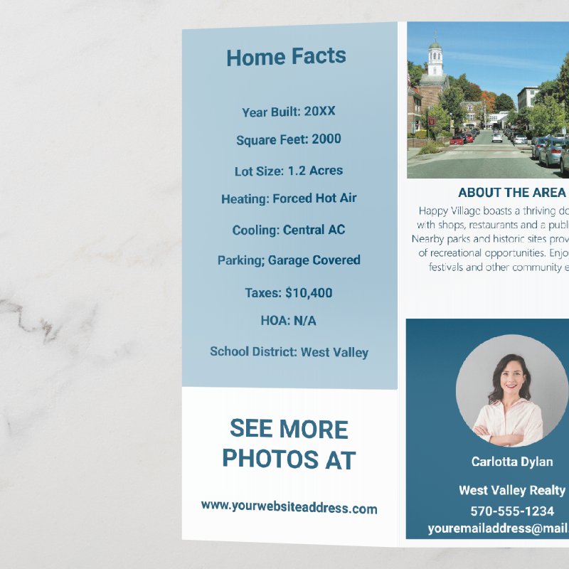 Custom House For Sale with Photos Brochure Brochure, Style: Tri-Fold, Size: 8.5\\" x 11\\