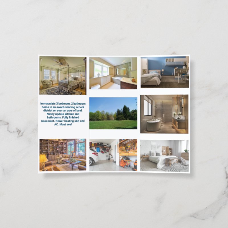 Custom House For Sale with Photos Brochure Brochure, Style: Tri-Fold, Size: 8.5\\" x 11\\