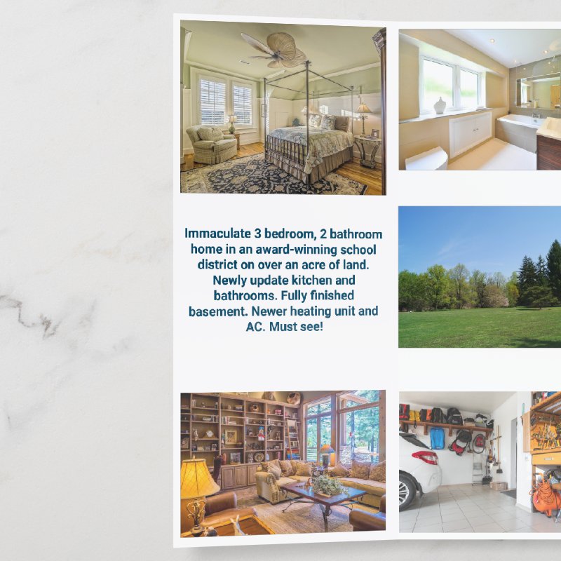 Custom House For Sale with Photos Brochure Brochure, Style: Tri-Fold, Size: 8.5\\" x 11\\