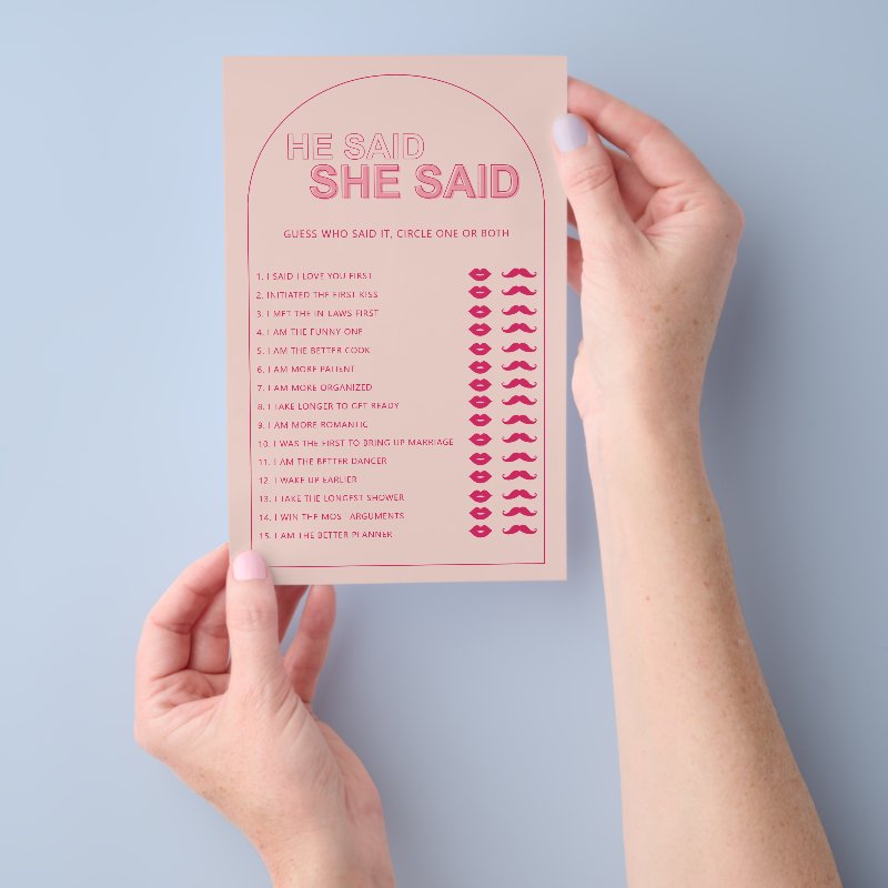 Minimalist he said she said bridal shower game flyer 5.5\\" x 8.5\\" Flyer Paper