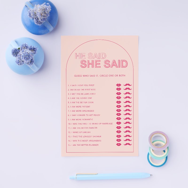 Minimalist he said she said bridal shower game flyer 5.5\" x 8.5\" Flyer Paper 3 Minimalist he said she said bridal shower game flyer 5.5\\" x 8.5\\" Flyer Paper