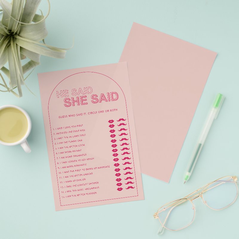 Minimalist he said she said bridal shower game flyer 5.5\" x 8.5\" Flyer Paper 4 Minimalist he said she said bridal shower game flyer 5.5\\" x 8.5\\" Flyer Paper