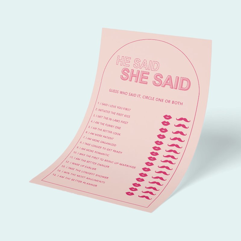 Minimalist he said she said bridal shower game flyer 5.5\" x 8.5\" Flyer Paper 6 Minimalist he said she said bridal shower game flyer 5.5\\" x 8.5\\" Flyer Paper