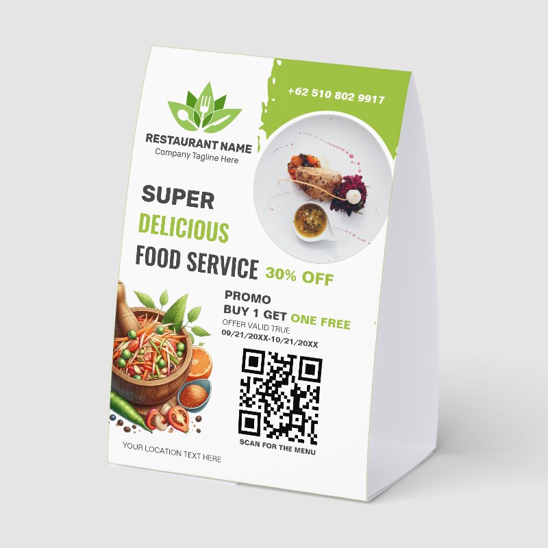 Restaurant QR Code Menu Custom Logo Food Photo Tab Paper Table Tent Table Tent Sign, Size: 4\\" X 6\\